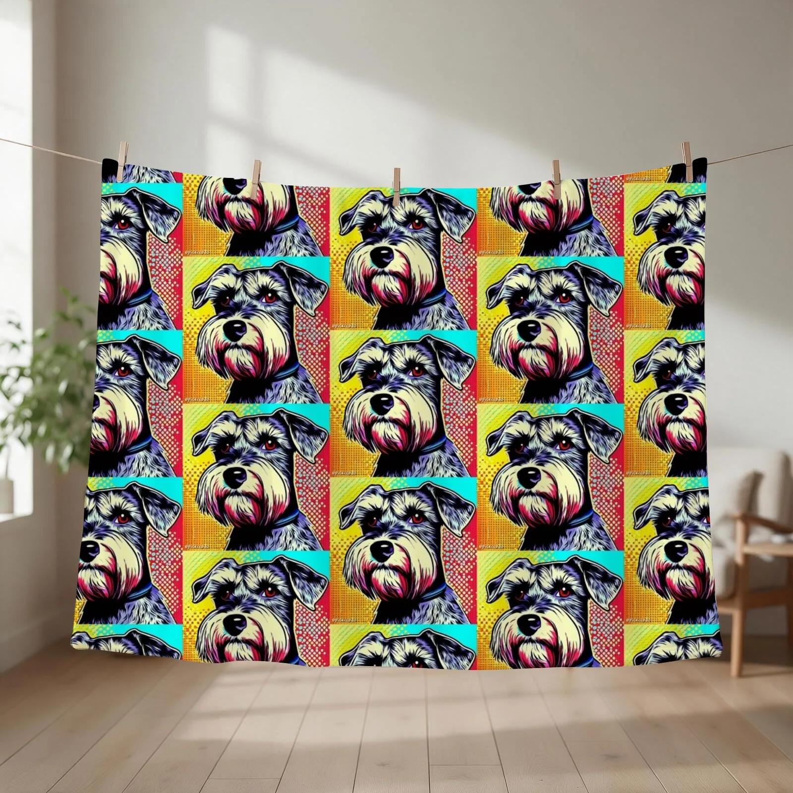 Schnauzer Pop Art Throw Blanket Sofa Hairys Softest anime Blankets