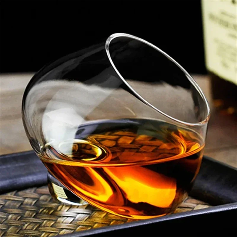 150/400ml Belly Beer  WhiskyGlasses Rotating Glass Red Wine Spinning Whiskey Rolling Liquor Brandy ShakingCupHome Rock Bar Decor