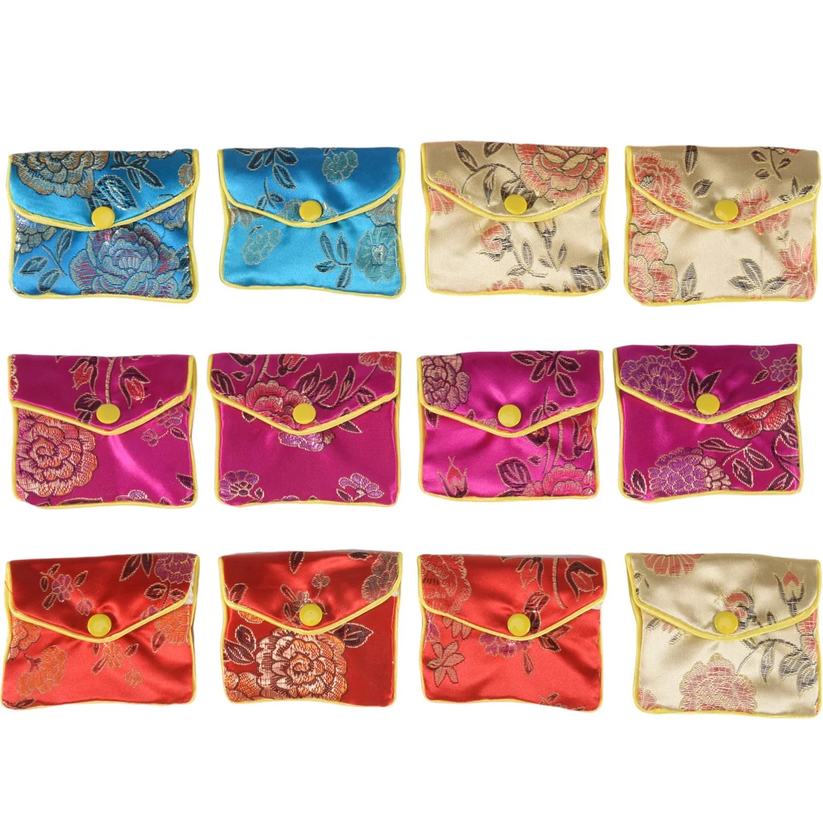 FZFZ 12피스 쥬얼리 실크 지갑 가방 브로케이드 자수 가방 선물 가방, 다양한 색상