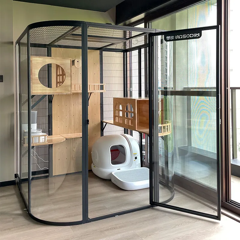 Super large panoramic cat villa home luxury large space glass indoor cage house