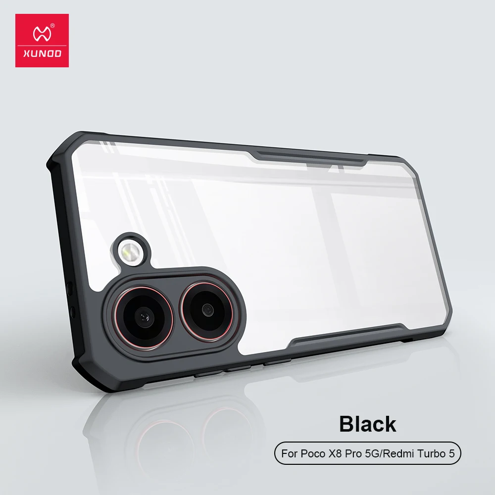 XUNDD Case for POCO X8 Series for Redmi Turbo 5 Clear Acrylic TPU Shockproof Cover with Airbag Corners & Camera Lens Protection