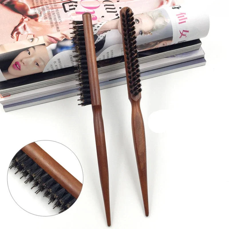 Escova de cabelo profissional para salão de beleza, cerdas de javali, madeira, linha fina, pente, extensão de escova de cabelo, ferramentas de estilo de cabeleireiro, faça você mesmo