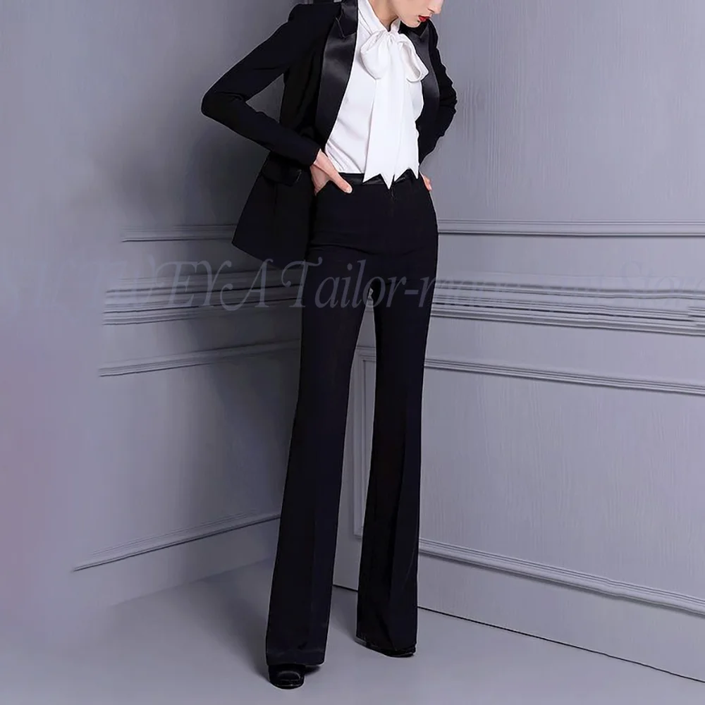 

Elegant Black Female Suit 2 Pieces Jacket Pants Blazer Sets Smart Casual Office Lady Chic Outfits Conjuntos De Pantalones