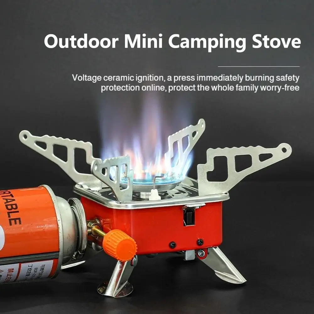 3500W Windgeschützter Camping-Gaskocher Faltbarer Tragbarer Outdoor-Brenner mit Piezo-Zündung Leichter Rucksackkocher zum Wandern