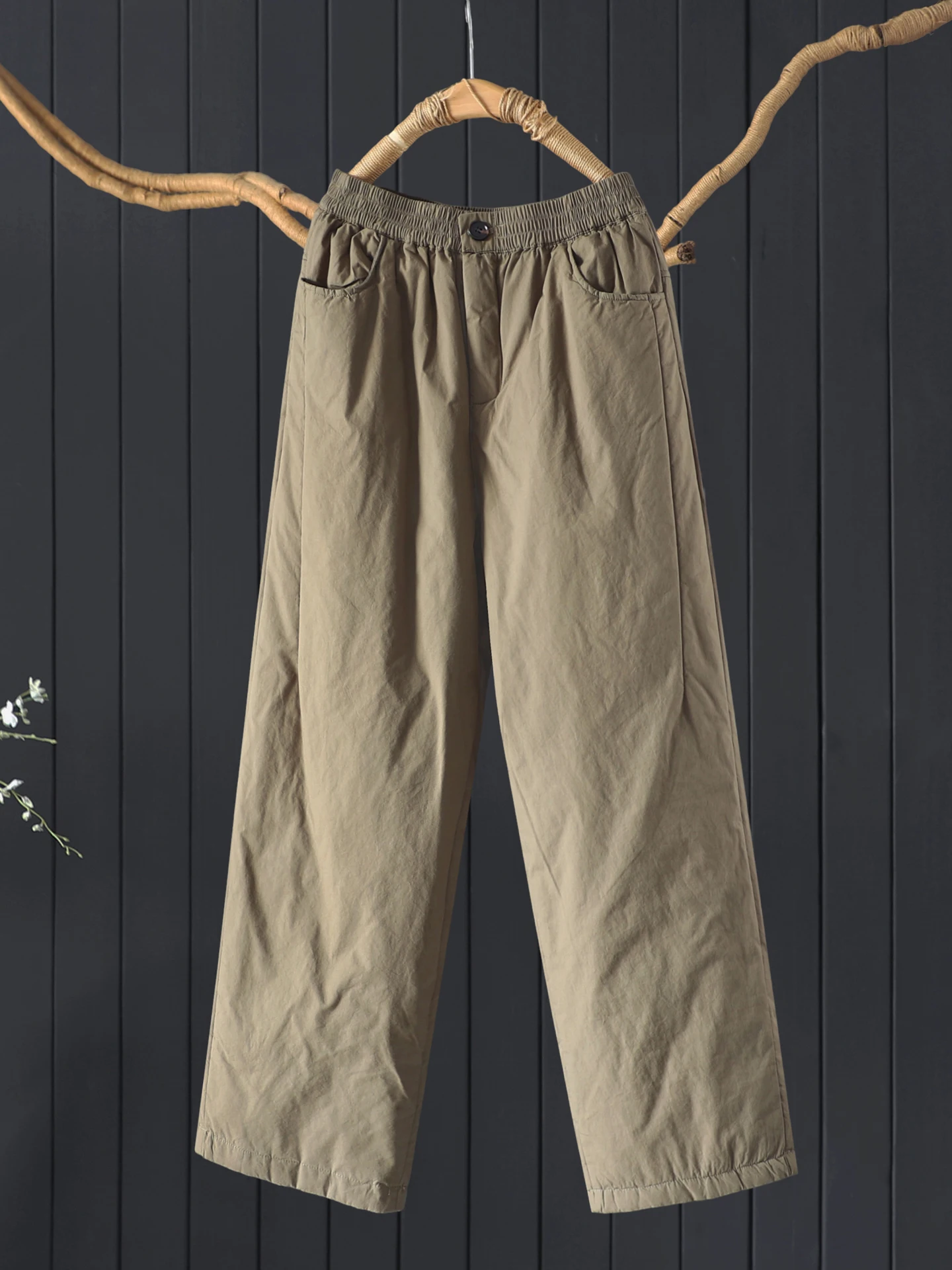 100% coton femmes pantalons décontractés nouveauté 2025 automne Style Simple couleur unie femme épais chaud pantalon droit M2124