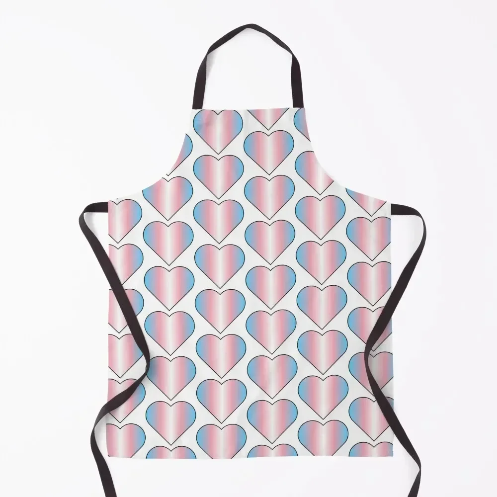 

Trans Heart Flag Gradient Apron Kitchens For Men Womens Dresses men's barbecue Kitchen And Home Items Apron