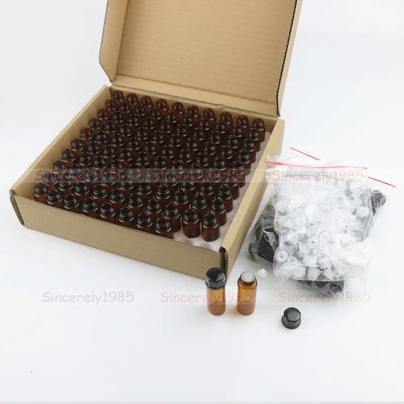 100pcs 1ml/2ml/3ml/5ml/10ml Empty Glass Orifice Reducer Bottles for Essential Oils Refillable Sample Vials Dropper Drop Dram