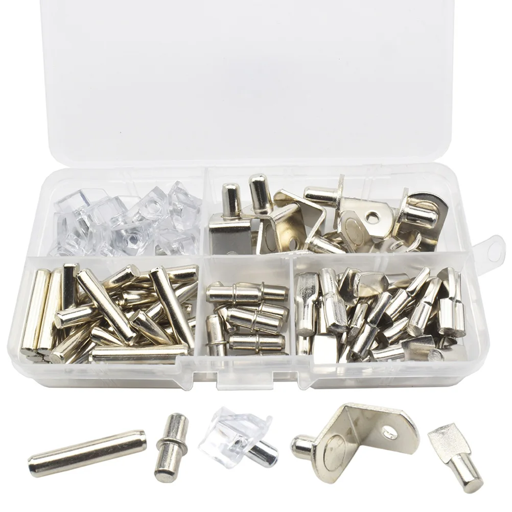 

80pcs Shelf Pegs Nails Heavy Duty Stainless Steel Wardrobe Bookshelf Support Pegs Furniture Accessories Cabinet Clips
