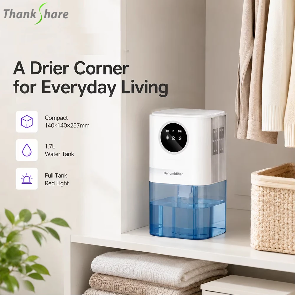 1.7L Dehumidifier Home Air Dyer Large Capacity Indoor Moisture Remover Silent Air Purification For Home Bedroom Office
