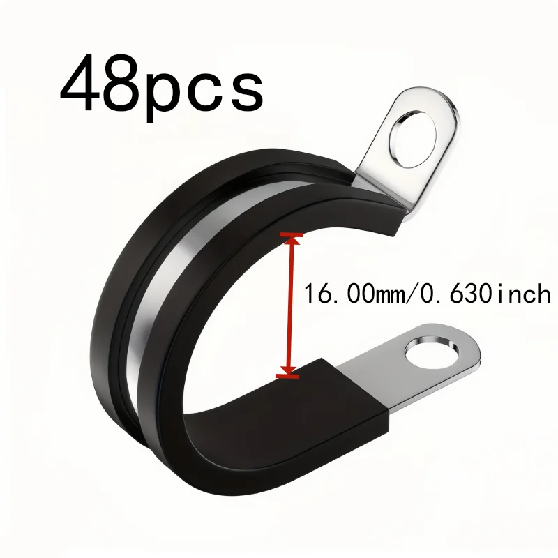 48 pcs M16 Tube Fastening Clips with Vibration Dampening, ideal for Workshop Maintenance and HVAC Pipe Installation
