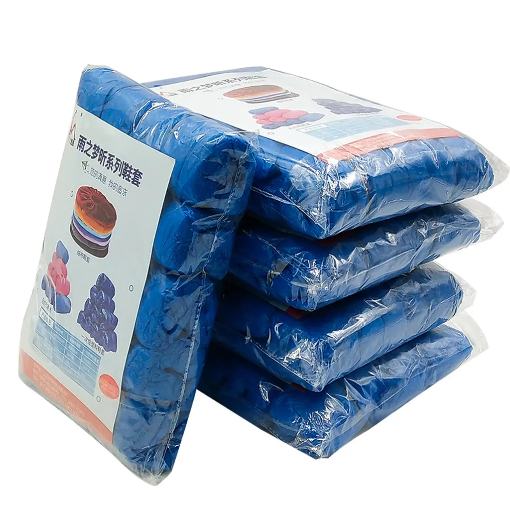 Plastic Shoe Covers Non-Slip Waterproof Disposable Elastic Breathable Dustproof Non-Woven Overshoes Elastic Shoe Covers