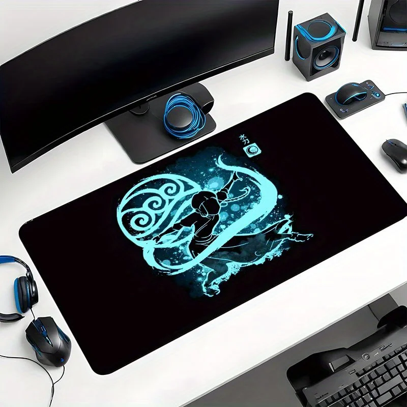 Blue Water Element Gaming Mouse Pad, Large Non-Slip Desk Mat with Avatar Style for Gamers & Home Office