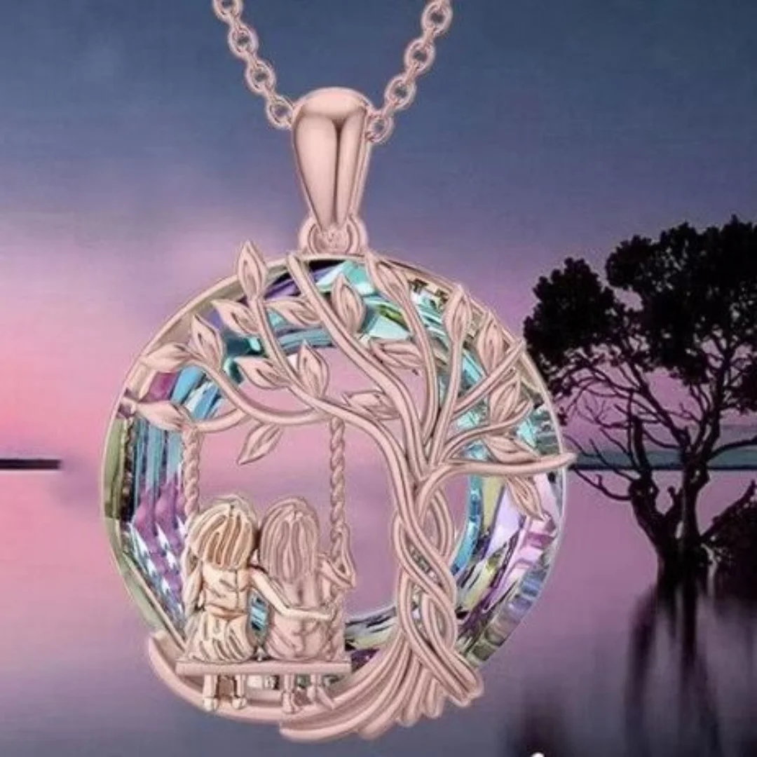 قلادة قلادة "شجرة الحياة" للأخوات التوأم العصرية الأوروبية والأمريكية الأكثر مبيعًا عبر الحدود مع ترصيع الأحجار الكريمة و se #3