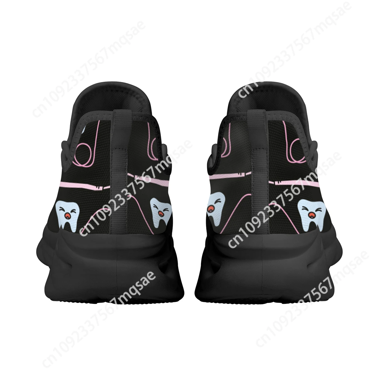 Cute Cartoon Tooth Dentist Print Flat Shoes Lightweight Breathable Sneakers Dental Toothbrush Design Fashion Lace-up Shoes