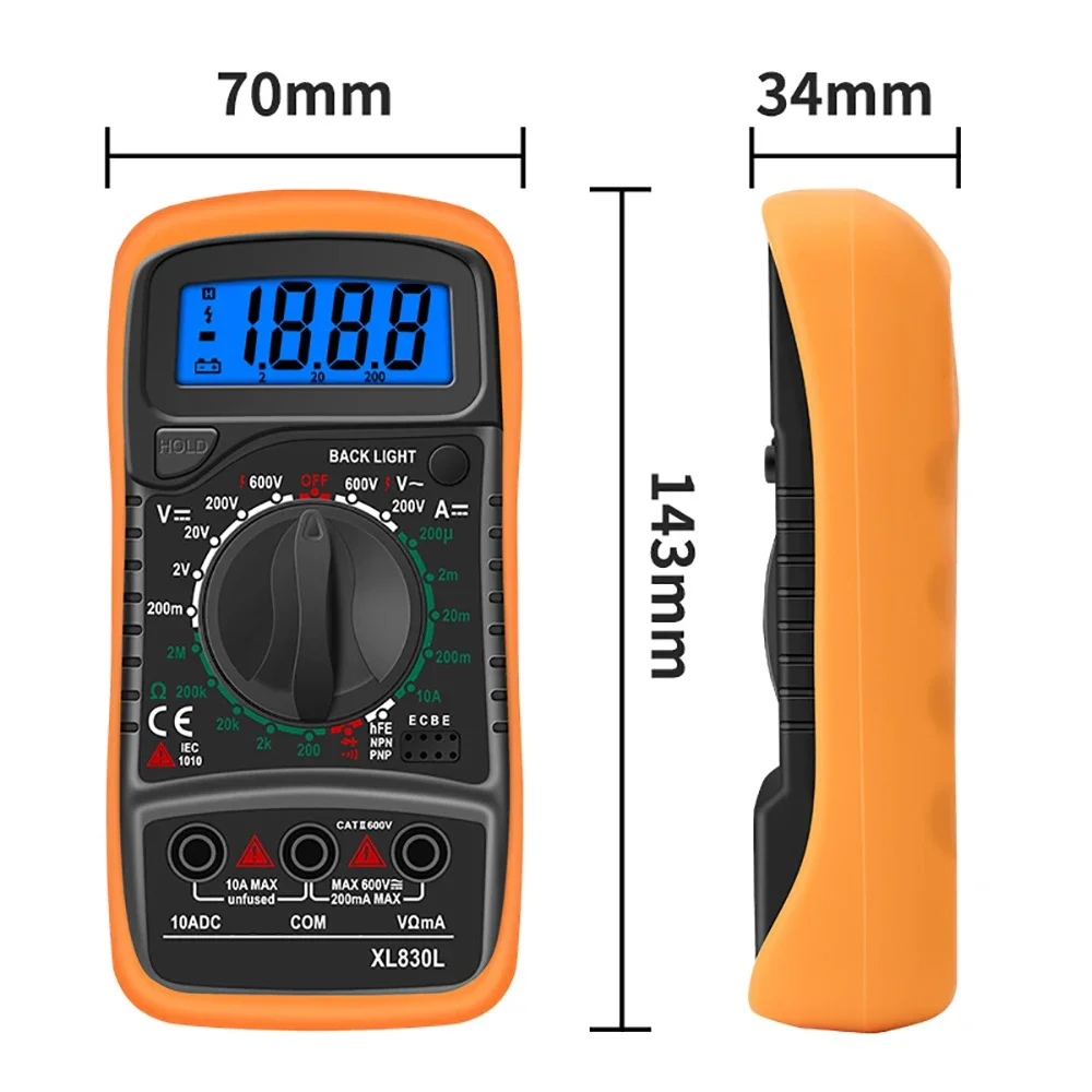 XL830L Digital-Multimeter LCD Hintergrundbeleuchtung Tragbare Voltmeter Amperemeter Ohm Spannung Widerstand Tester Elektrische Instrumente Meter