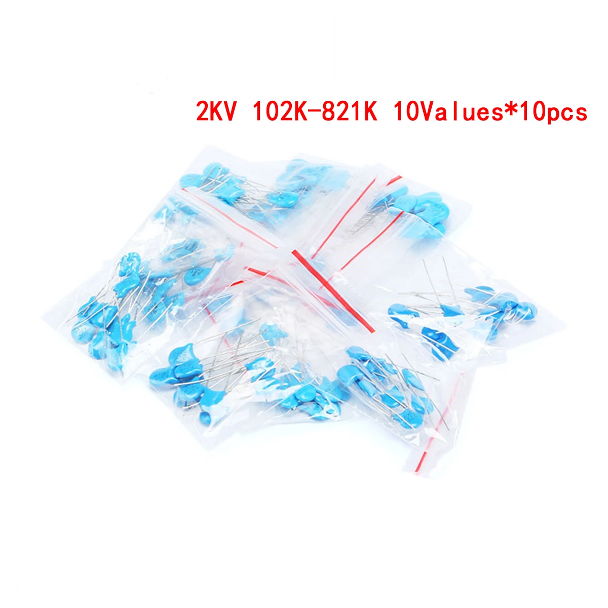 

100PCS/lot 2KV high voltage ceramic capacitor Assortment Kit 2KV 102K 221K 332K 471K 472K 561K 681K 821K Ceramic Capacitors set