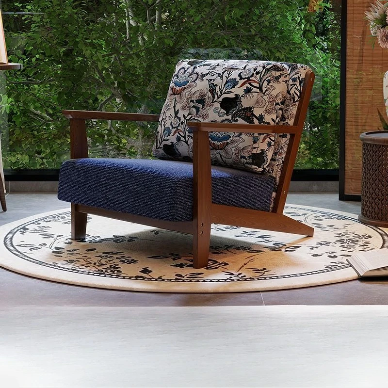 

single chair retro living room, solid wood single sofa chair, antique casual back chair, bedroom designer, study small sofa