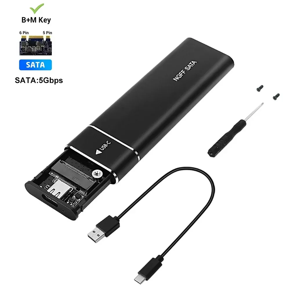kebidu Dual Protocol M2 SSD-Gehäuse M.2 NVMe SATA SSD-Gehäuseadapter 10 Gbit/s USB 3.1 Typ C externes Gehäuse unterstützt M- und B&M-Tasten 8