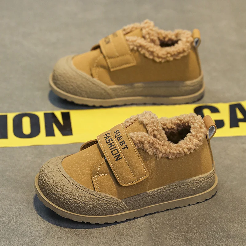 

Kids cotton shoes 2025 winter new fashion boy plush bread shoes girls' thick soled versatile cotton shoes casual board shoes