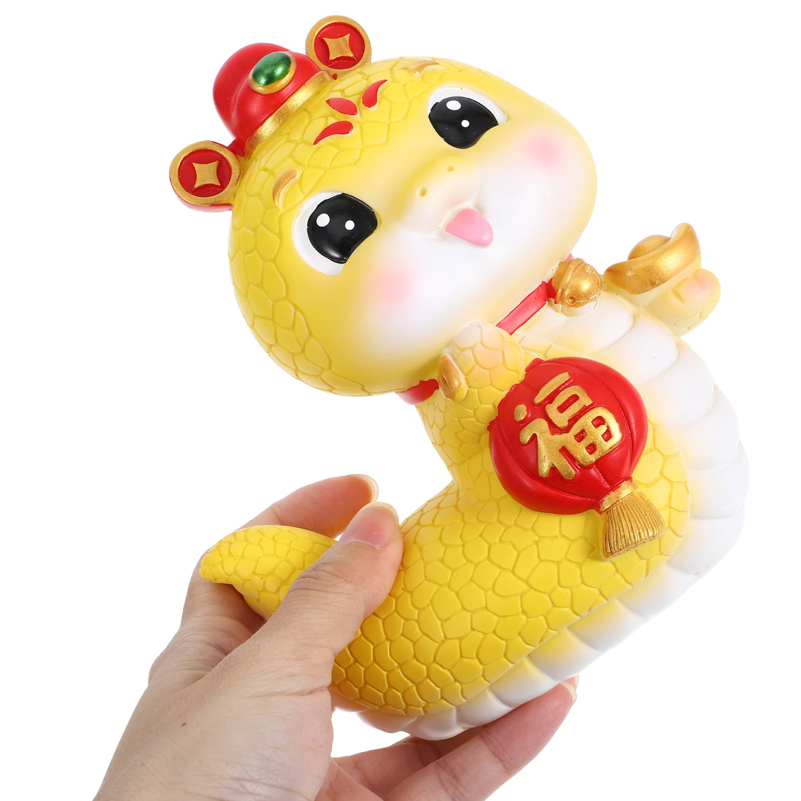 Snake Piggy Bank Cartoon Coin Banks Zodiac Chinese New Year 2025 Style Resin Money Yellow