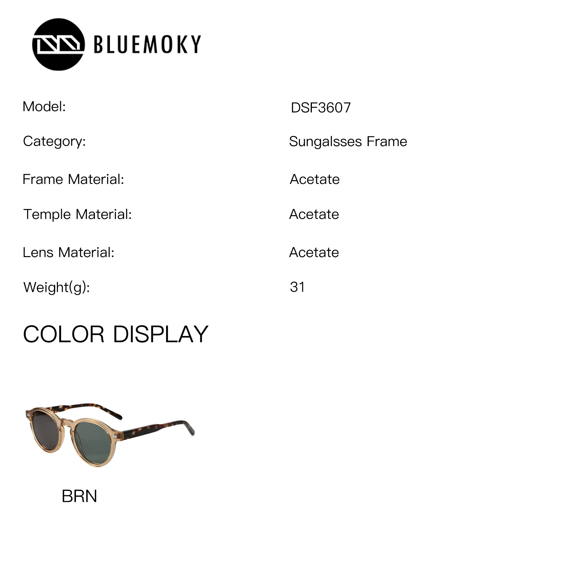BLUEMOKY XS Size Round Acetate Polarized Prescription Sunglasses Unisex Progressive Optical Graduated Glasses for Myopia Woman