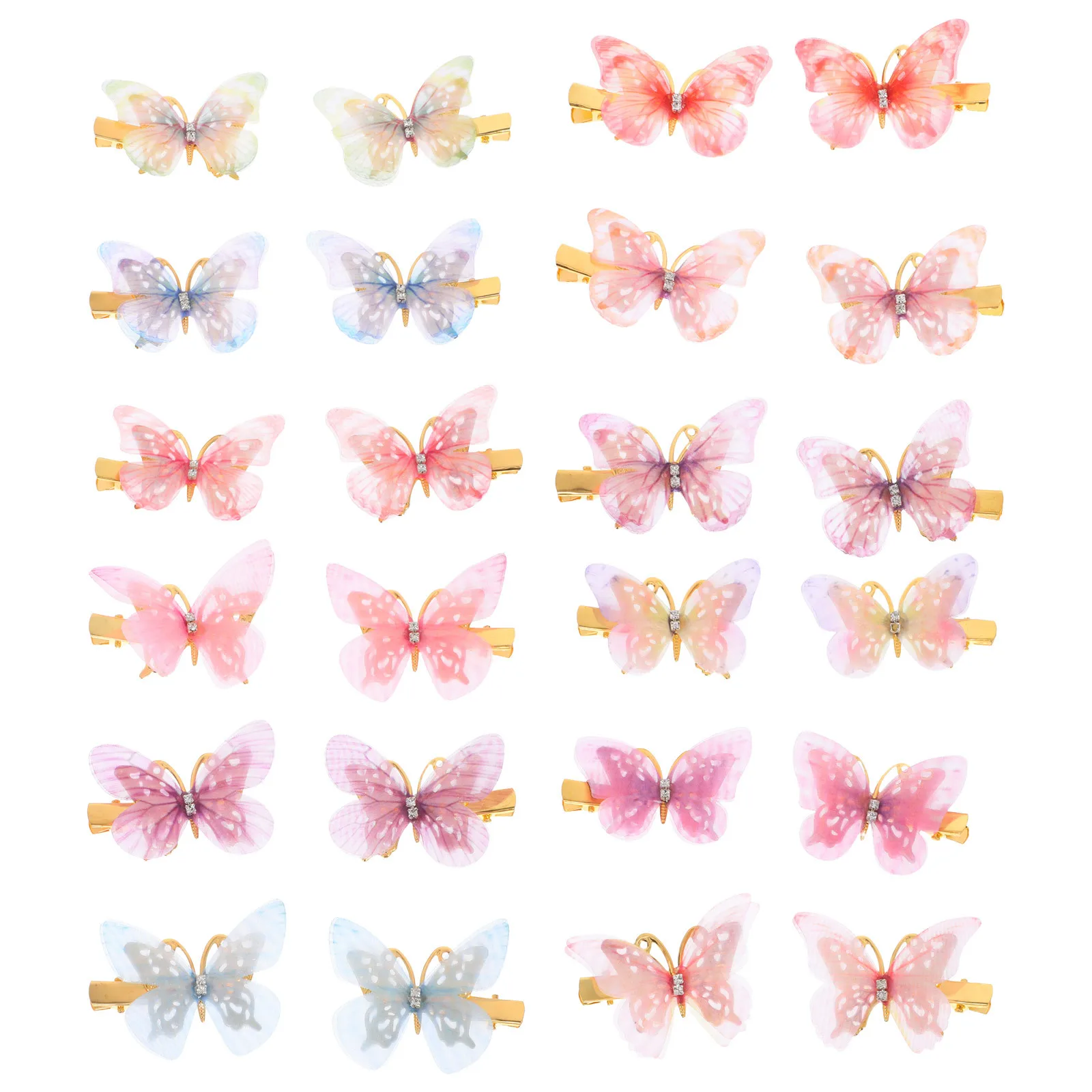 

24Pcs 's Butterfly Hair Clips Mini Metal Decorative Hairpins Strong Grip for Bangs Side Hair Events