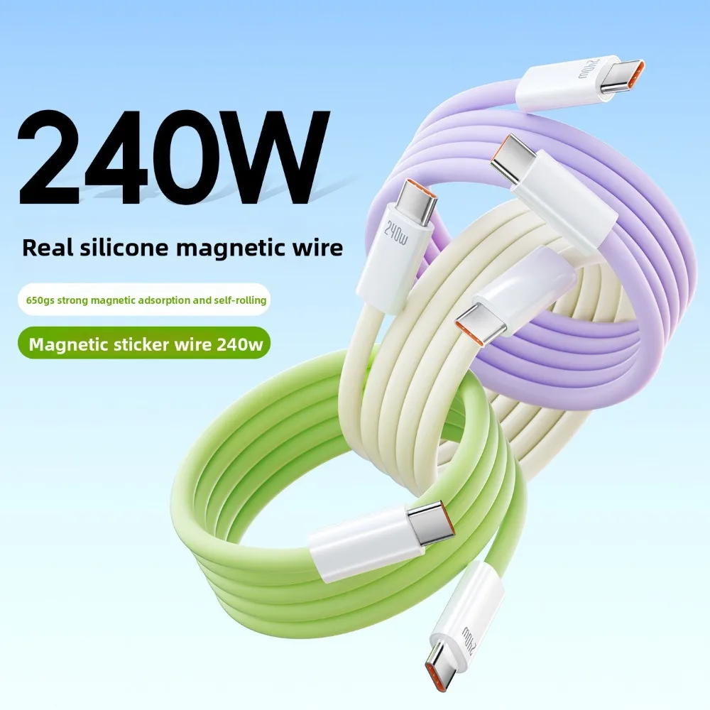 

Silicone Magnetic Charging Cable, 240W Super - Fast Charging Data Cable, Compatible with Apple,Android Tablets, Laptops,Type - C