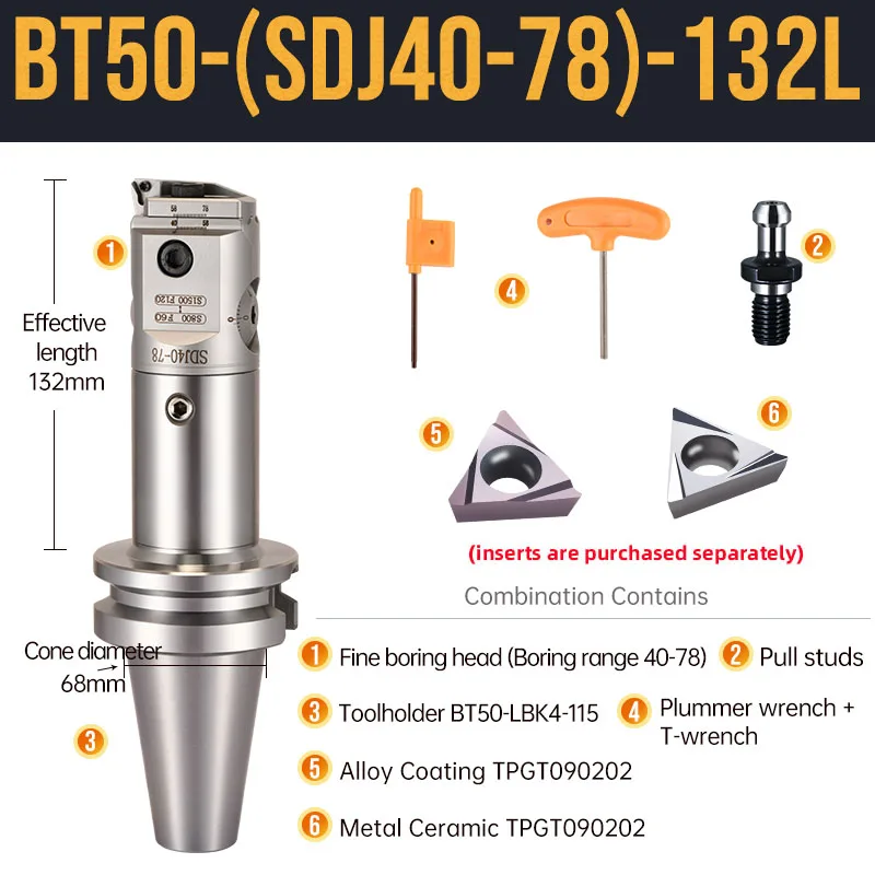 SDJ 고정밀 미세 보링 커터 세트, 작은 구멍 보링 CNC 깊은 구멍 보링 도구에 적합, BT50