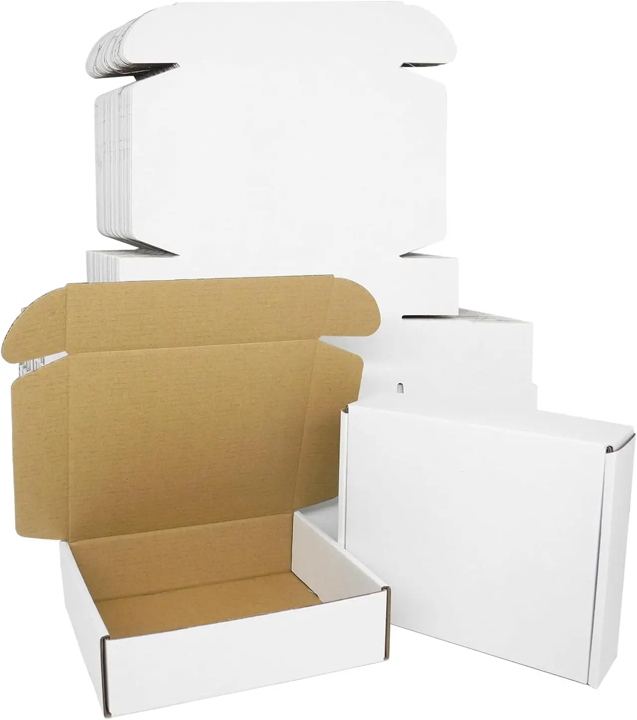 

50 Pack Small White Corrugated Mailer Boxes, 7x6x2 Inches for Mailing Packaging Jewelry Shipping