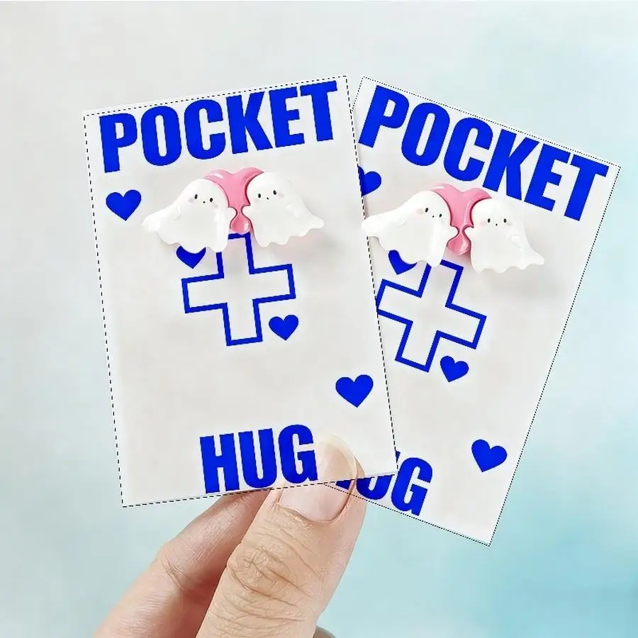 1/5/10/20/50/100pcs Halloween Resin Pocket Hug Mini Figurines with Inspirational Greeting Cards Ghost, Skull, Black Cat Pumpkin
