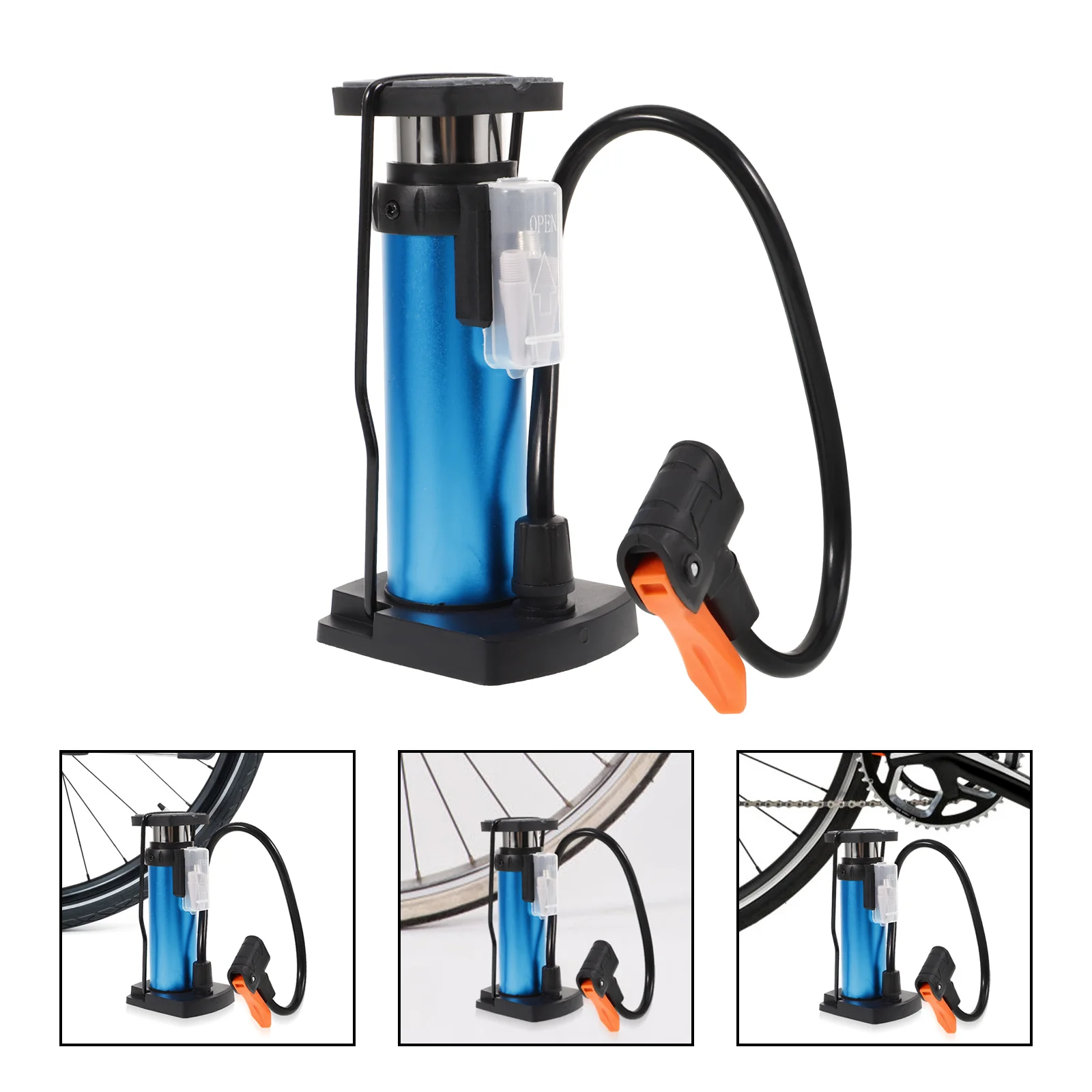 Bike Pump Portable Mini Bike Floor Pump Foot Activated Tire & Air Pump Valves Aluminum Alloy Barrel Free Gas Needle - Free Size