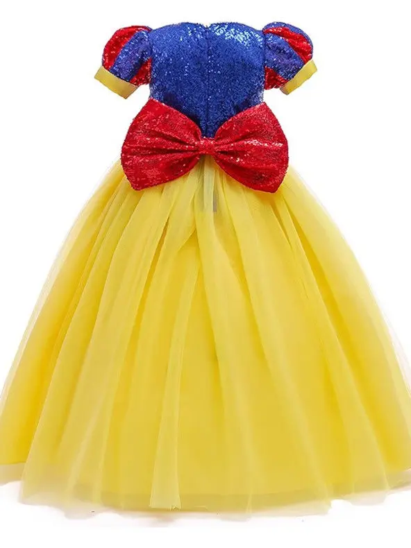 Princ Snow White Girls Cosplay Dr loween منتفخ تنورة أداء زي الأطفال الكرة ثوب ألياف البوليستر