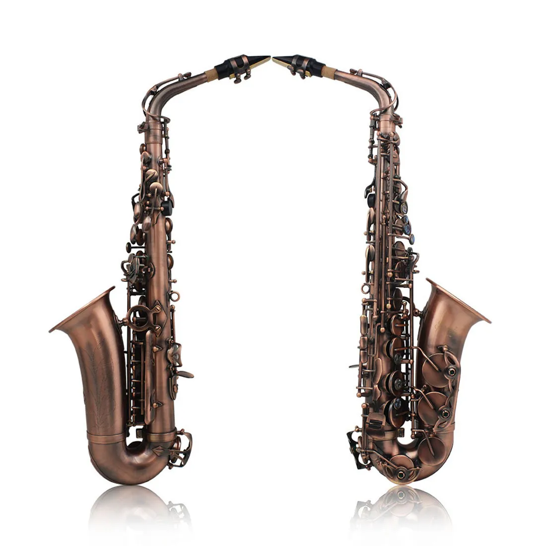 Hooqu Alto Saxophone High Quality Eb Curved Alto Saxophone Hand-carved Retro Brass Color Saxophone