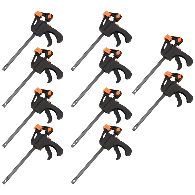 10PCS 4Inch Woodworking Clamp Set Fixed Type Quick Ratchet Release Speed Extruded Nylon Work Bar Kit Spreader Gadgets