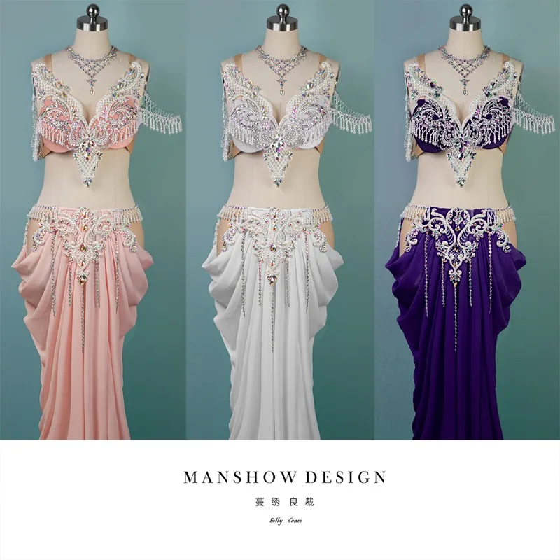 

Customized Belly Dance Costume for Women Sexy Folded Tassel Skirt Performance Set