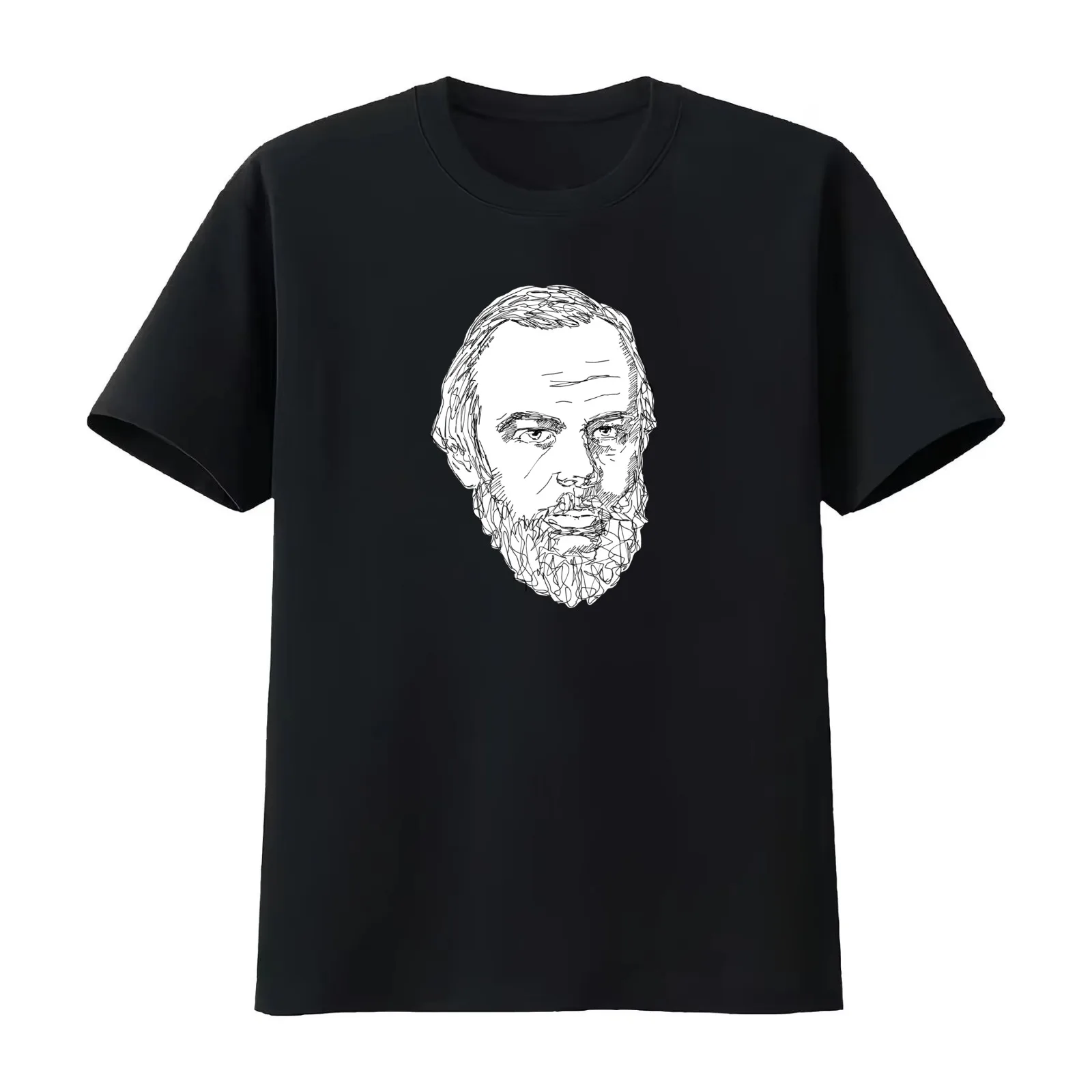Fyodor Dostoevsky Art Sketch T-Shirt Summer Casual Cotton Tee Oversized Streetwear Tops Vintage Graphic Print 100% Cotton