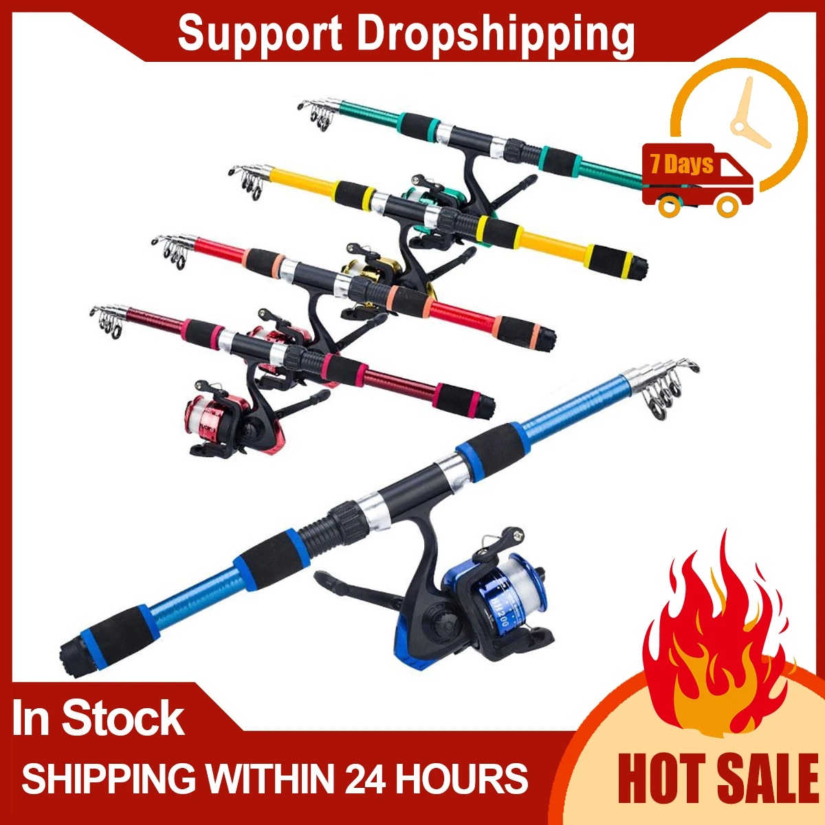 

Portable 1.8m Telescopic Fishing Rod 5.5:1 Gear Ratio Spinning Fishing Reel Set With Fishing Line Fishing Gear Accessories Drop