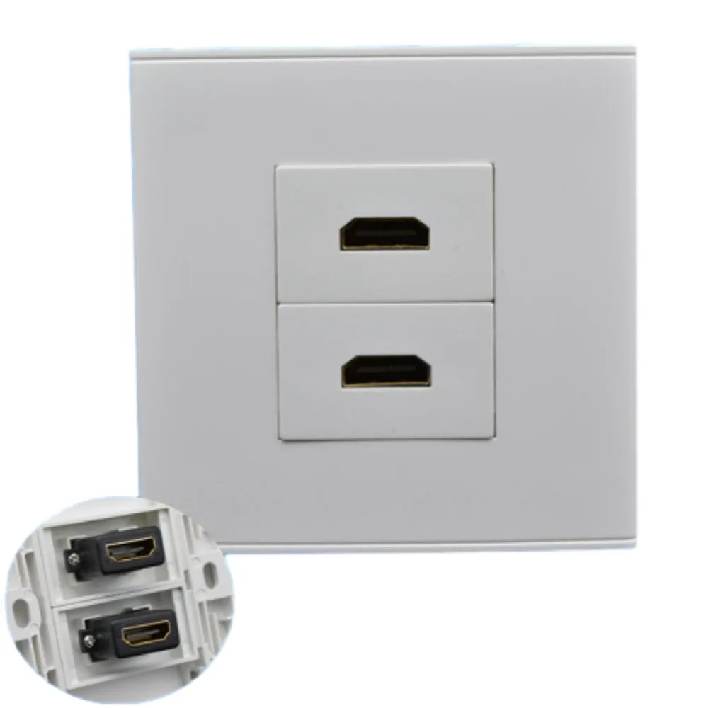 

86 Type HDM Interface HD Digital TV Wall Panel Socket 2 Port HDM Interface HD Network Cable Straight Insert Socket Panel