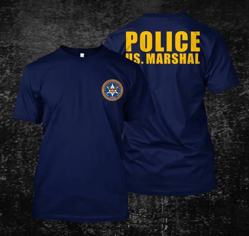 2026 US-Marshals-Uniform – Herren-T-Shirt aus Baumwolle mit Rückendruck für Jungen, Geschenk, Y2K Street Fashion bedrucktes Herren-T-Shirt – Detail 4