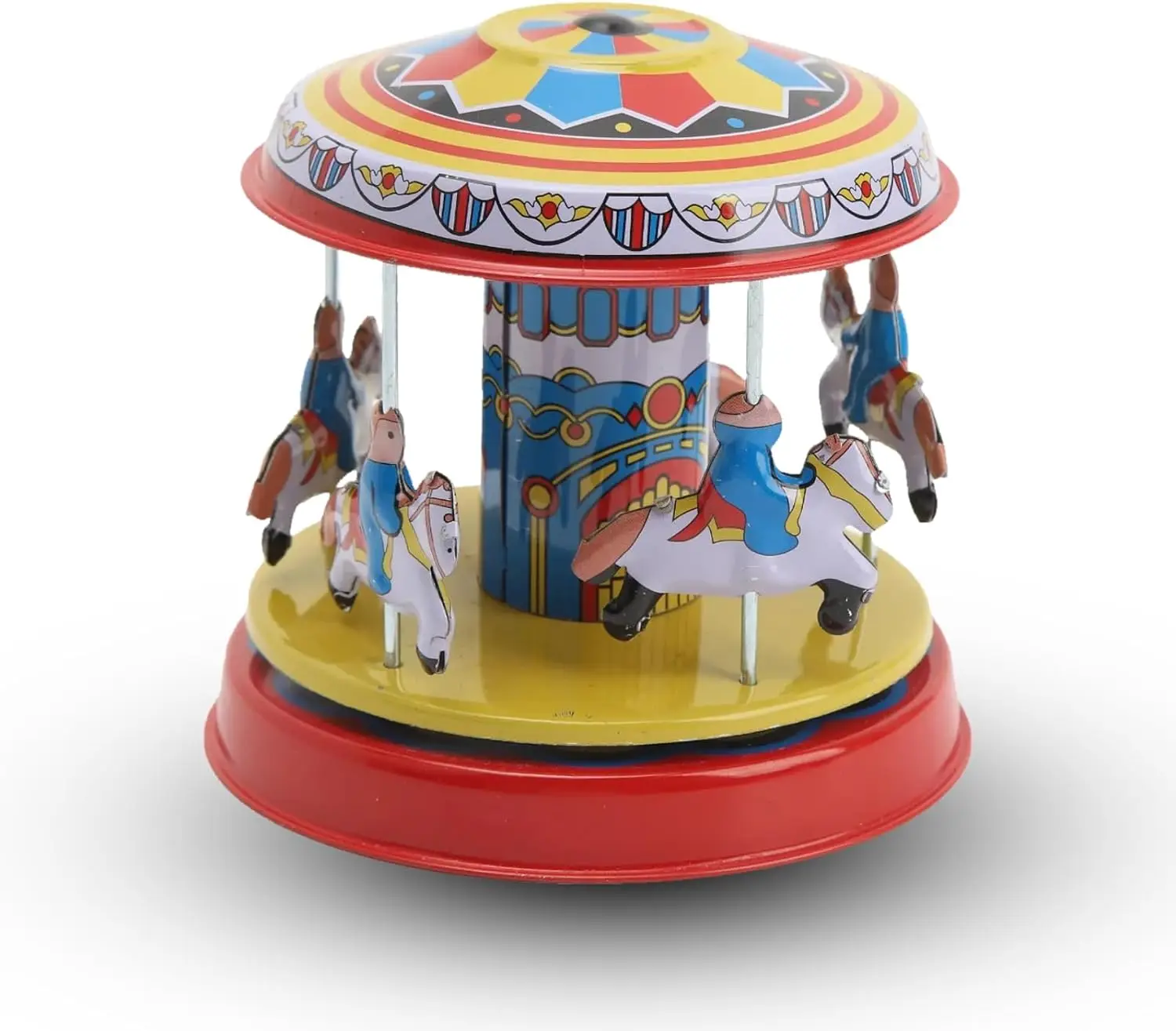 

Carousel Horse Wind Up Toys, Retro Interesting Rotating Carousel Horse Clockwork Toys Merry-Go-Round Children Tin Toy