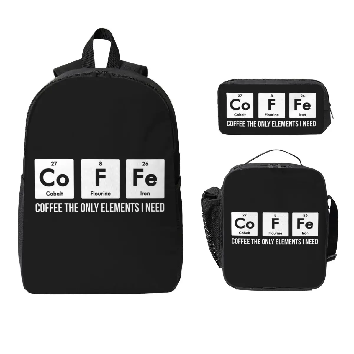 

Chemistry Periodic Table Backpack Boys Girls BookBag School Bag Laptop Shoulder Bags 3ps Insulated Lunch Bag Pencil Case