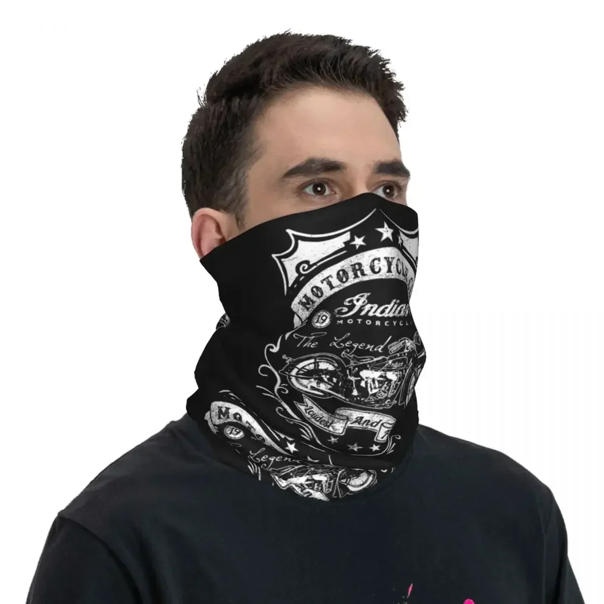 Indian Motorcycles Logo Bandana Neck Cover Printed Magic Scarf Multi-use Cycling Scarf Hiking Fishing For Men Women  Washable