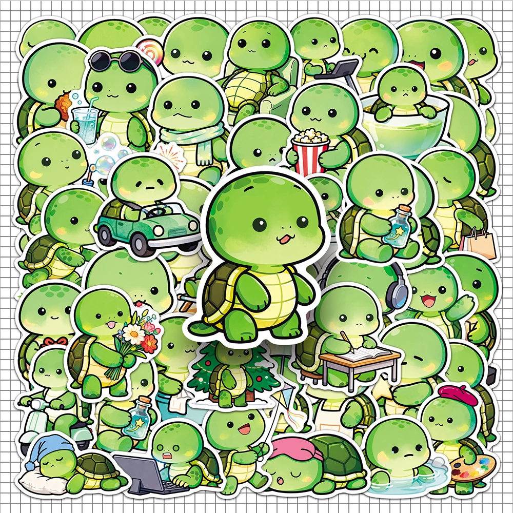 10/30/50 Stück Kawaii Cartoon Grüne Schildkröte Aufkleber Lustige Tiere Graffiti Aufkleber Wasserflasche Telefon Koffer Niedliche Aufkleber Verpackung
