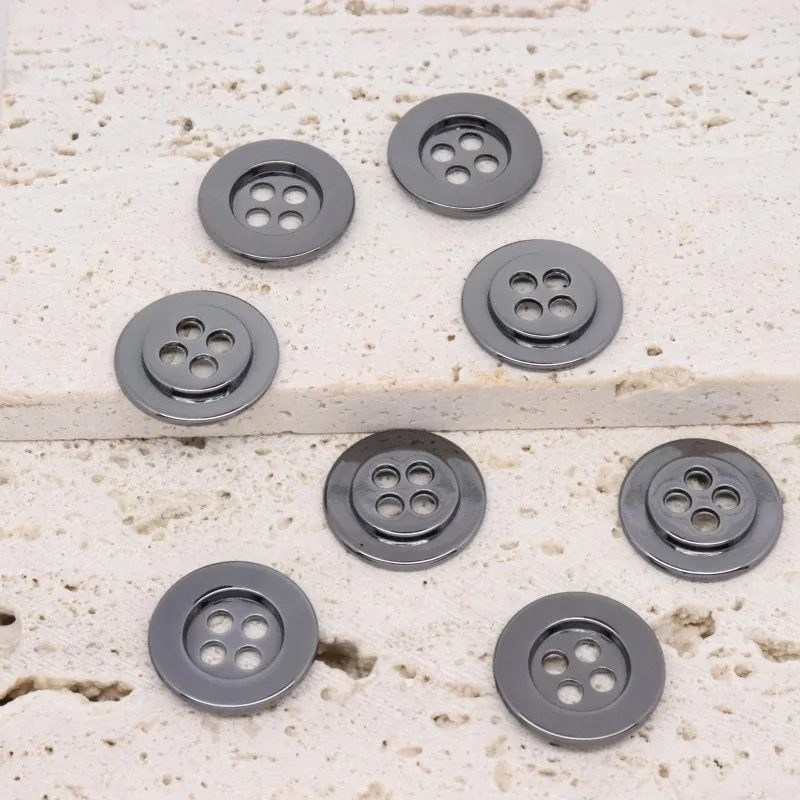 20pcs Gunmetal 18mm Metal Sewing Buttons, 4-Hole Round Buttons for Suits, Shirts, Coats, Clothes, DIY Craft Decoration