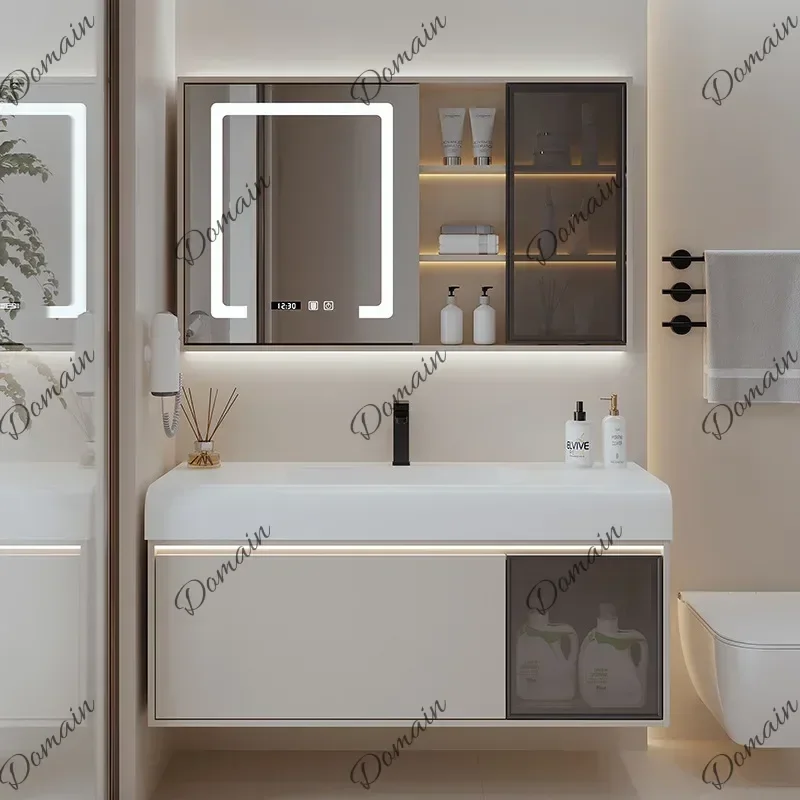SX Washbasin Sink Bathroom Cabinets Arc-shaped Integrated Combination Sensor Light Bathroom Cabinets Storage Furniture Kast