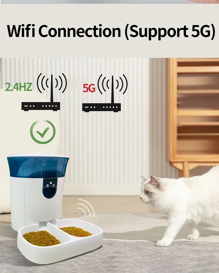

-Pet suppliers new mascotas 5G phone remote control double bowl wifi camera video cat food dog feeder automatic pet feeder