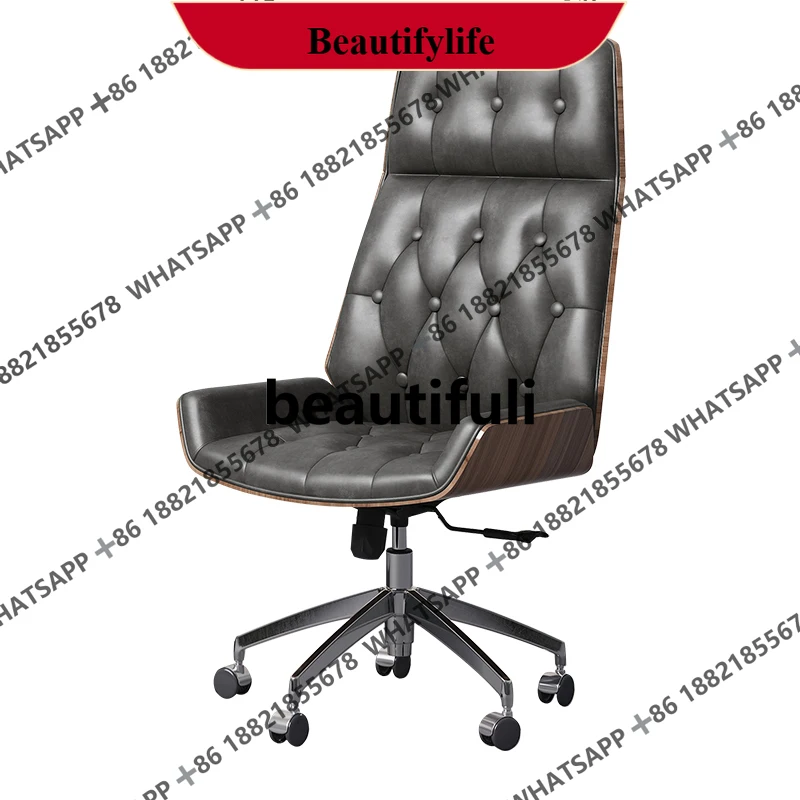 

Q178 Light luxury leather boss chair home office swivel chair medium antique and retro style