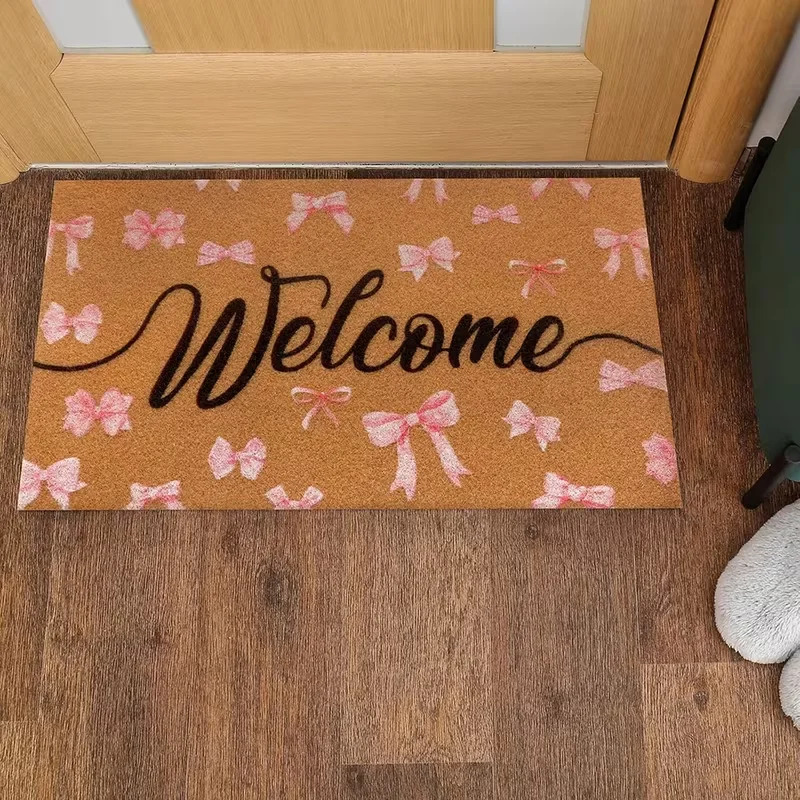 1 Pc Simple Wood Grain Door Mat with Simple Elements Suitable for Placing At The Entrance Welcome Mat Home Decoration Rugs