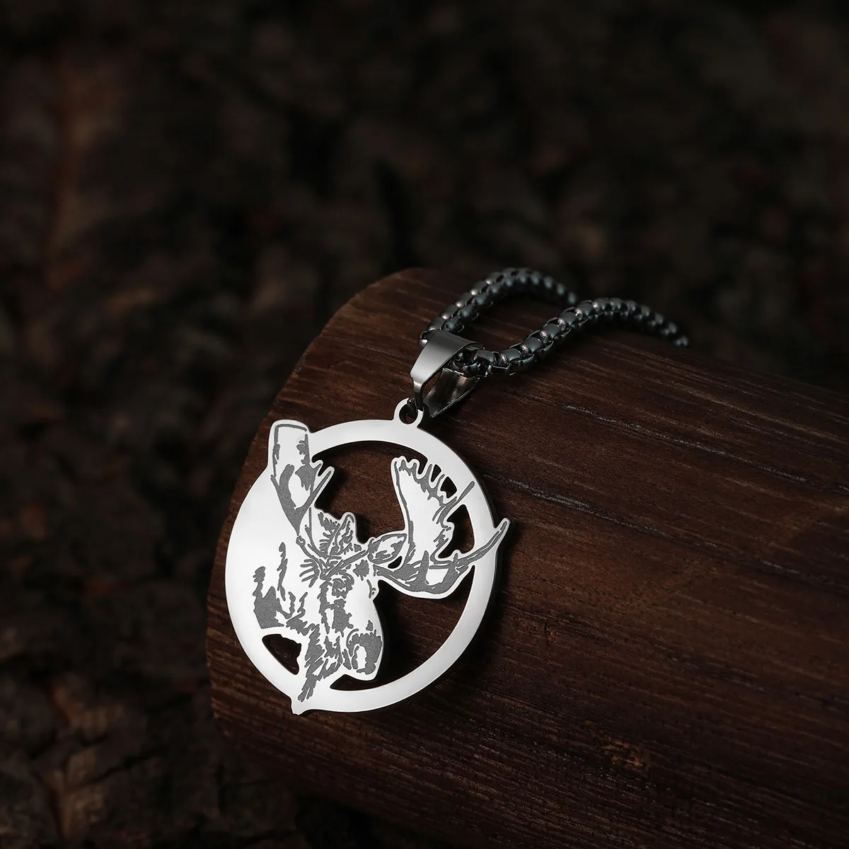 Stainless Steel Handmade Moose Head Face Pendant Necklace For Women Cartoon Jewelry Animal Necklaces Birthday Gift