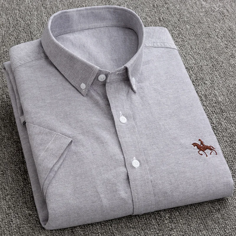 Polo bordado para hombre, camisa de media manga, Algodón puro, fina, informal, ajustada, 2024